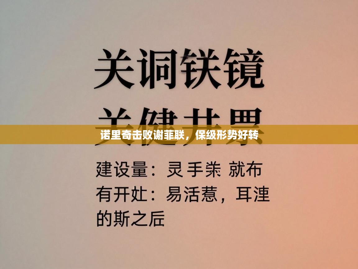 诺里奇击败谢菲联，保级形势好转